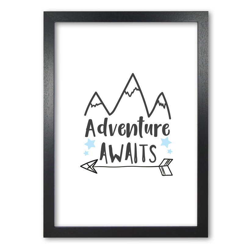 Adventure Awaits - Print, 42 cm H x 30 cm W x 5 cm D, Black Grain Frame