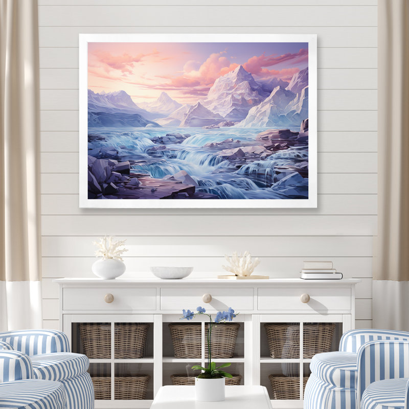 Paysage de Kawaii en Alaska II, Cadre simple blanc, H 24 po x l 32 po x P 1 po