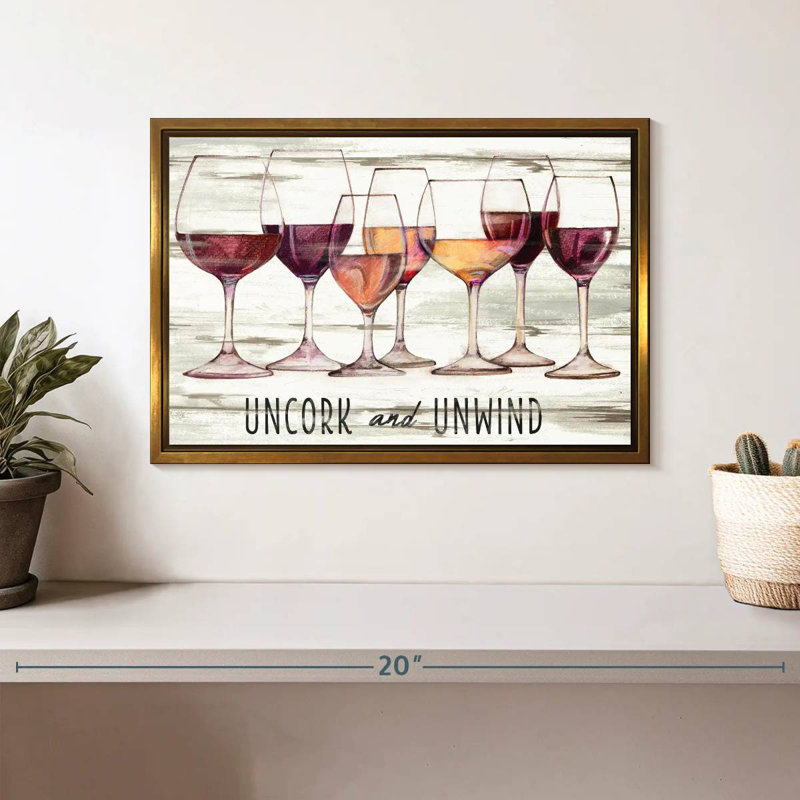 Wine Line II, Cadre flottant doré, 13 po x 9 po