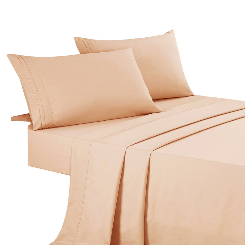 Jcrown Microfiber Sheet Set, California King Sheet Set with 2 Pillowcases, Peach