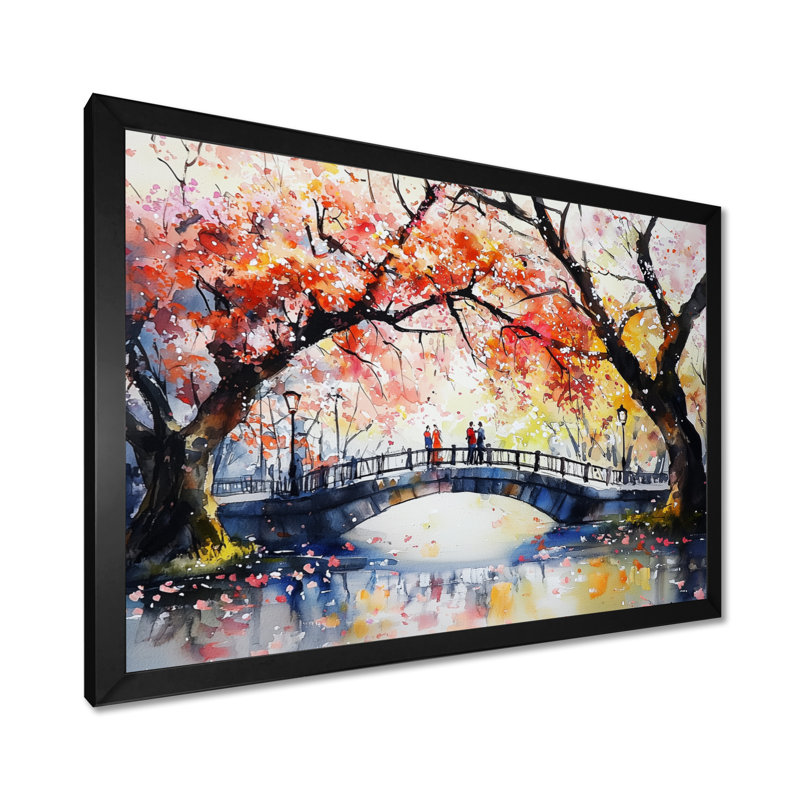 Paysage d'automne dans le parc Ueno - art mural de Tokyo, H 24 po x l 32 po, Noir