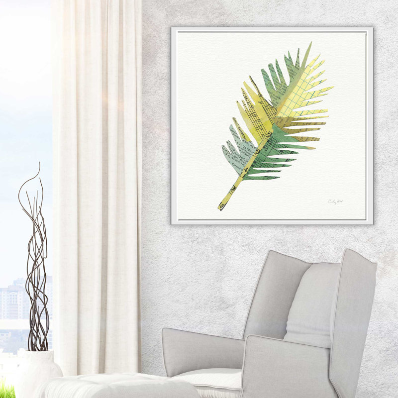 « tropical fun palms i », reproduction de peinture à l’aquarelle, H 21,5 po x l 21,5 po x P 2 po, Cadre flottant blanc