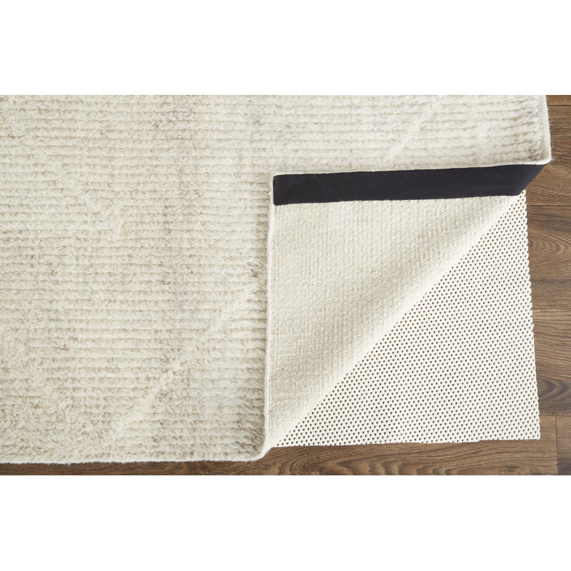 Alford Hand Knotted Wool Area Rug in Ivory, Rectangle 7'9" x 9'9"