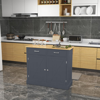 Kitchen Island With Drop Leaf Wood Breakfast Bar, Farmhouse Kitchen Cart With 2 Drawers, Adjustable Shelves -  Breakwater Bay, 1D1CED832D5E4A73A153BDF54D9DAB61