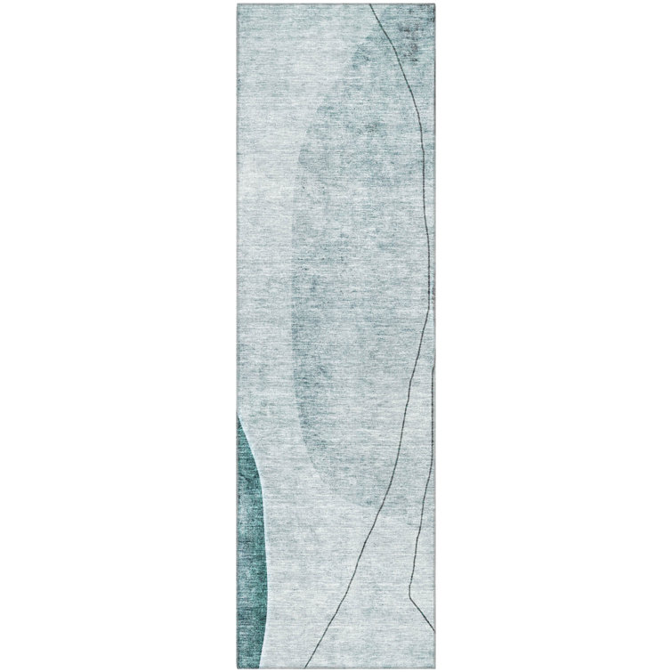 Premium Machine Washable Prisco Teal Rug