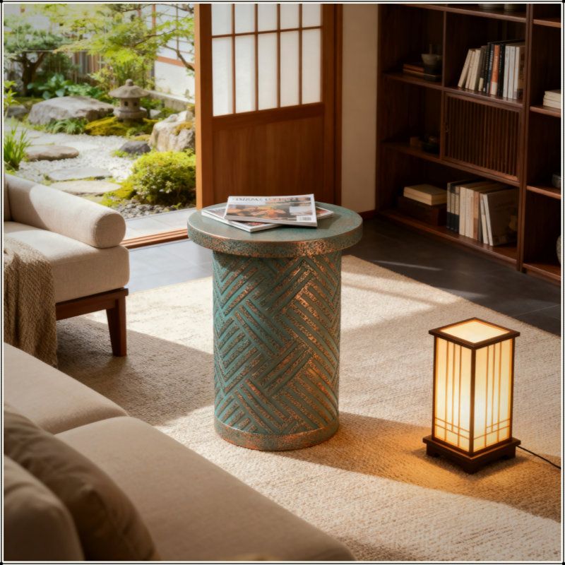 Tables de bout d'extérieur pour le patio, table d'appoint de jardin, petite table d'appoint ronde ronde pour l'extérieur, tabouret de jardin en souche d'arbre pour l'intérieur et l'extérieur