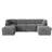 131″ Modern Corduroy Modular Sectional Sofa – 6-Piece U-Shaped Oversized Couch with Ottomans in Light Gray-1636615679