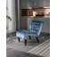 Fauteuil d'appoint sans accoudoirs en velours avec capitonnage et pieds en bois robustes
