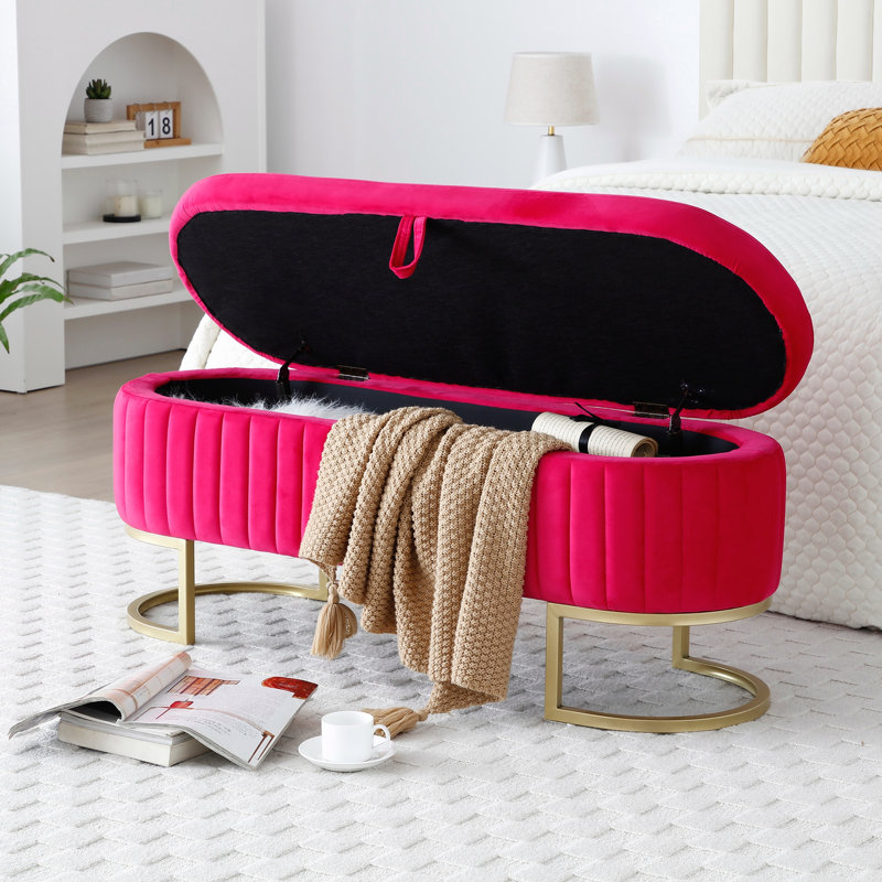 Storage Bedroom Bench, Entryway Bench, Bedroom Bench, Upholstered Bench, indoor Bench, Rose Red