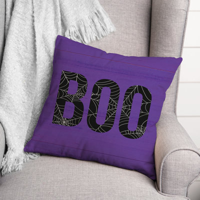  Boo Spiderweb Purple Throw Pillow