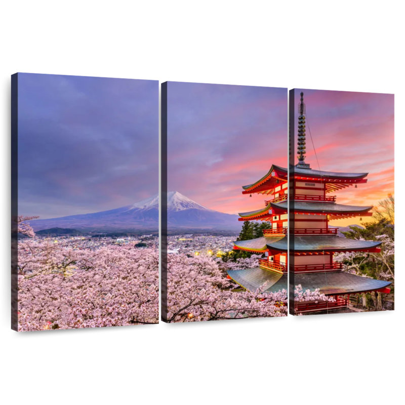 Lilie pagode et Mont Fuji, H 36 po x l 57 po