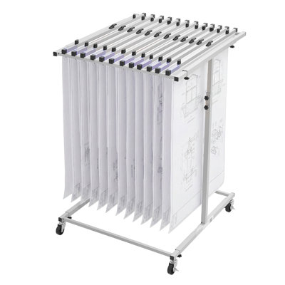 Blueprint Storage Rack, Steel, Mobile Adjustable Blueprint Holder, Vertical Drawing Rack with Wheels, File Storage Organizer Stand, for Construction Plans Posters Home Office, Without Clamps