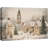 Vintage Winter Snowy Village Landscape Artwork, Warm Christmas Holiday Mental Wall Pictures, Large Framed Canvas Giclee Print Wall Art-107117909-107117916