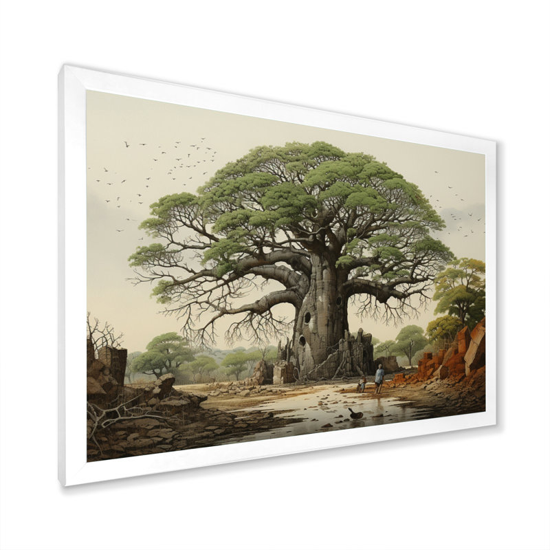 Baobab les gardiens II - impression, H 24 po x l 32 po x P 1 po, Cadre photo blanc