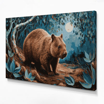 Faune commune, art mural sur toile gris Wombat