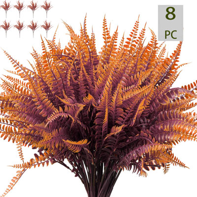 8 pièces de fougères artificielles Boston - résistantes aux rayons UV, fausses plantes réalistes pour l'extérieur et l'intérieur, décoration de boîte de fenêtre de porche de jardin, petite plante de fougère artificielle, fougère de remplissage 