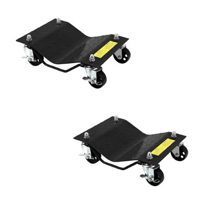 Set of 2 Heavy Duty Car Dolly 4000 LBS Capacity for Moving Vehicles 3in Steel Wheels with Tire Protection Fits Cars SUVs Trucks ATVs for Garage and Repair Shop (Black)