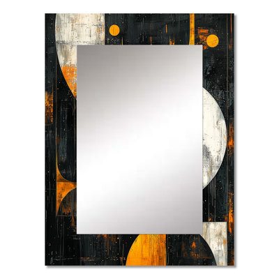 Black Yellow Fragmentation Abstract Shapes I - Abstract Shapes Wall Mirror, Modern Decorative Mirror, Printed Metal Art