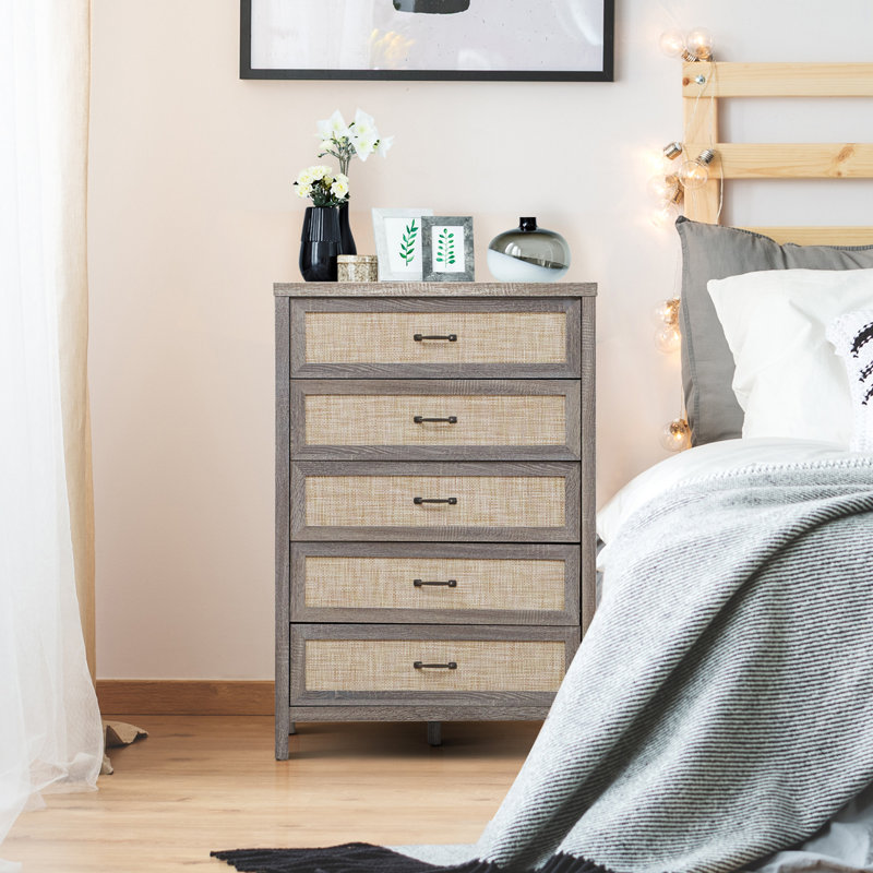 Commode 5 tiroirs Armie, Chêne foncé
