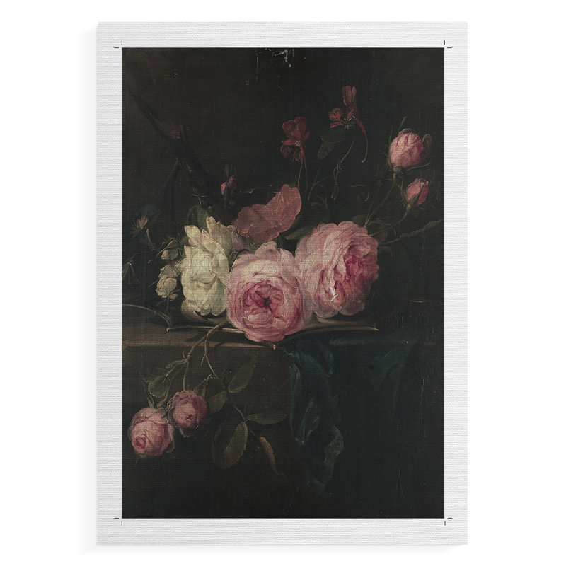 Imprimé floral rétro CCLxxxi - reproduction de toile seulement - non encadrée, H 60 po x l 40 po