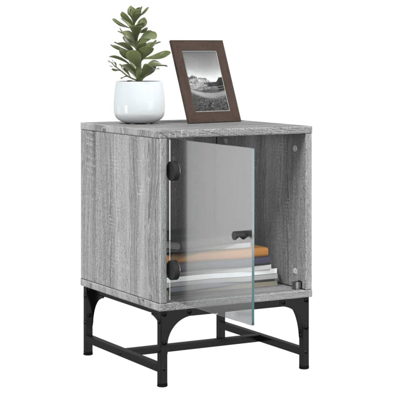 Genagra 35cm W Steel Bedside Table, Individual, Grey Sonoma