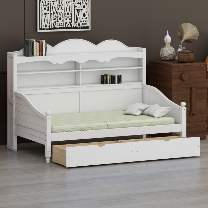 Multi-Functional Daybed Featuring Storage Drawers and Open Shelving, Classic Design Sofa Bed for Living Room, Bedroom, or Guest Room, Simple Assembly