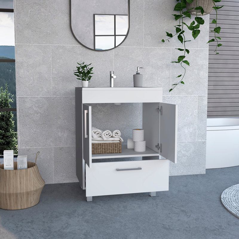 Meuble-lavabo simple blanc 2 portes