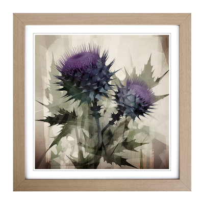 Thistle Constructivism - Single Picture Frame Print on Wood