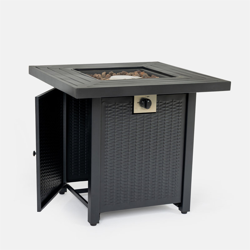 28-Inch Iron Square Propane Fire Pit Table