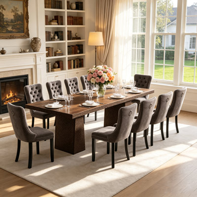 62.99"–94.5" Extendable Dining Table Set with Upholstered Chairs, Rustic Rectangle Expandable Dining Table and Chair Set for Home Office