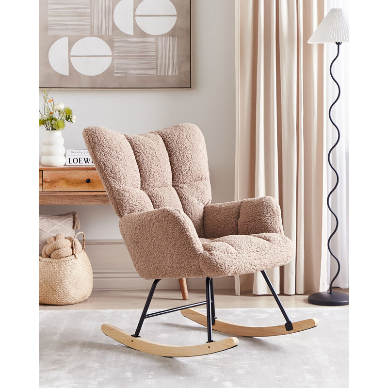 Berton Rocking Chair, Beige Light Wood