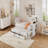 Twin Size Multifunctional Wood Platform Bed With Desk And Storage Shelf At The End Of The Bed, Built-In Trundle And 3 Drawers-277430199