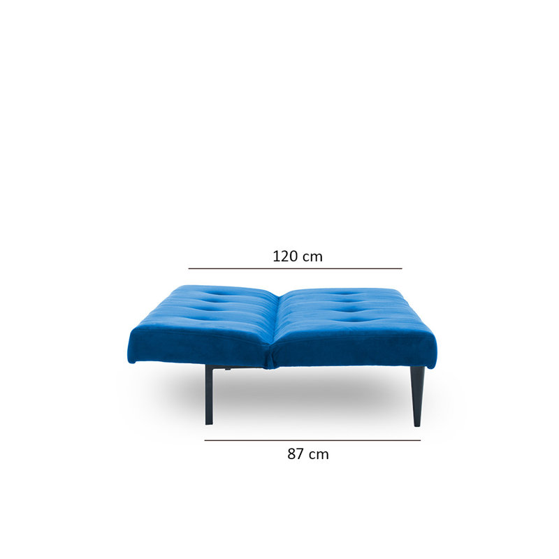 Canapé convertible à dossier capitonné de 72,8 po de largeur Breadon, 100 % polyester bleu