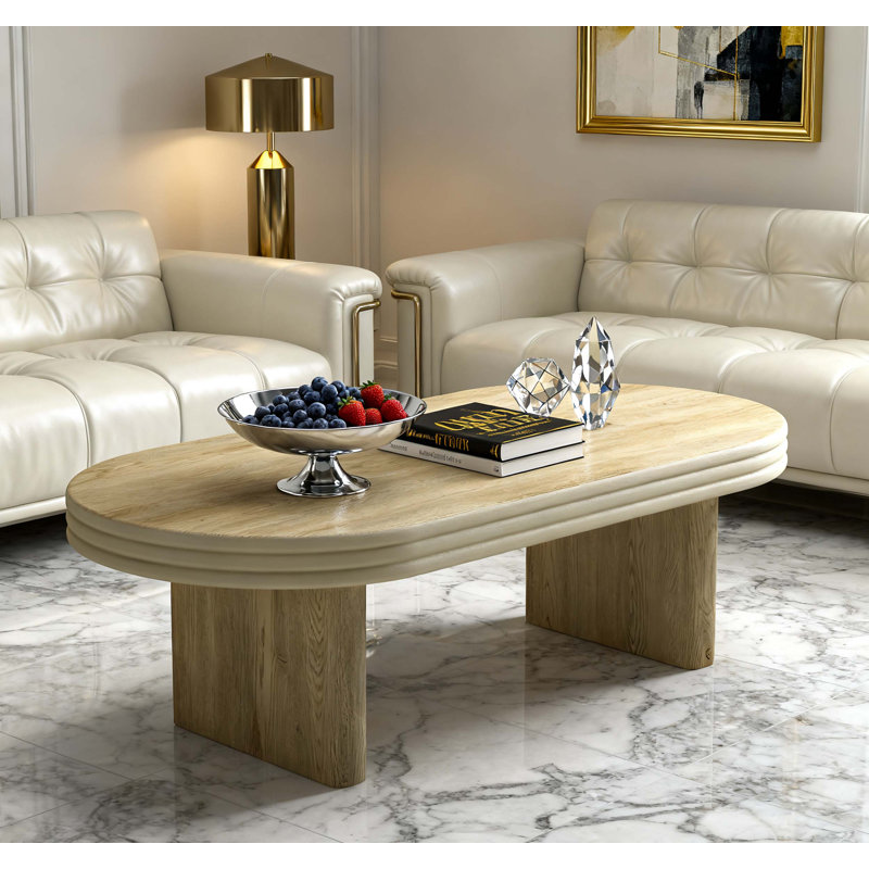 Table basse ovale moderne Mid Century, Naturel