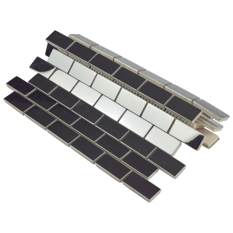 Meta Standard Subway Mirror Stainless Steel 11-3/4" x 11-3/4" Metal Mosaic Tile