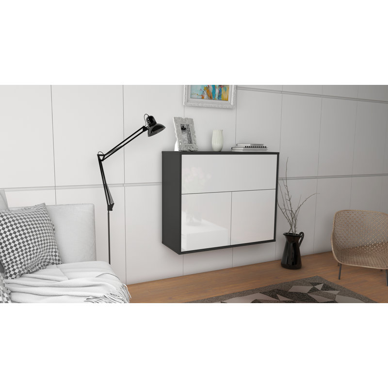 Schutte 92cm Sideboard, Anthracite/High Gloss White