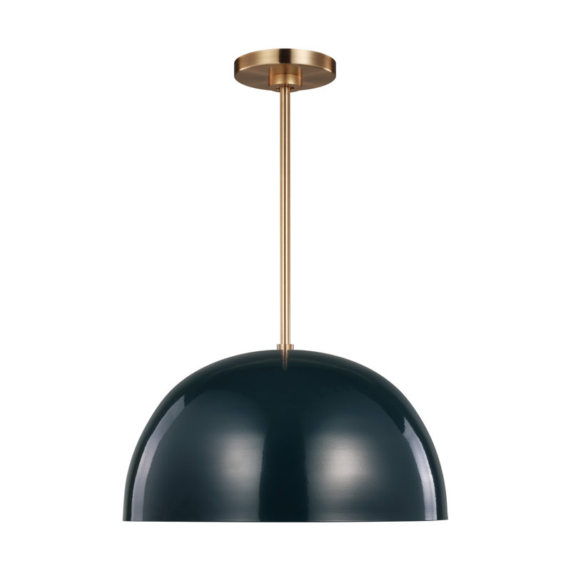 Luminaire suspendu simple en métal à 1 lumière Leona, Bleu néerlandais