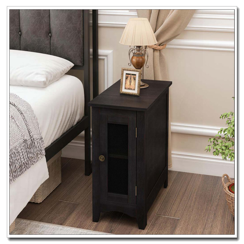 Table d'appoint rectangulaire étroite, placage noir uni, Noir