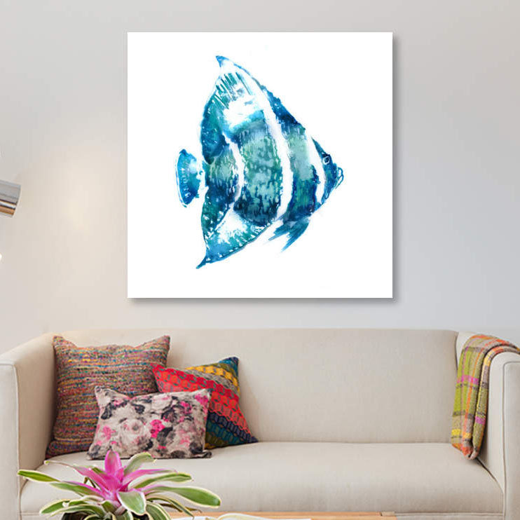 « fish i », impression sur toile, H 48 po x l 48 po x P 1,5 po, Pas de tapis, Toile tendue