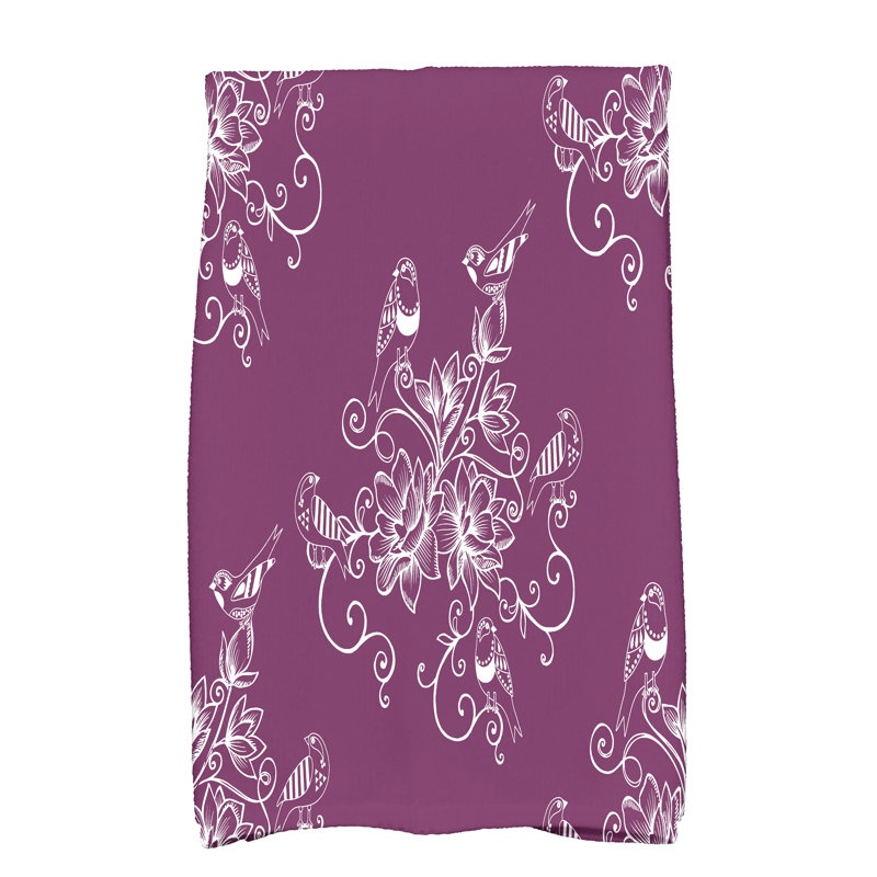 Floral Tea Towel Kitchen Towel, Purple