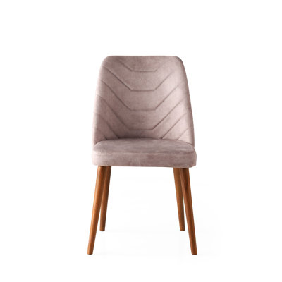 Stylish Velvet Chair Set (4 Pieces), Walnut & Beige, 19.7 x 35.4 x 19.3 inches | 100% Metal Frame & Hornbeam Wood Legs | Modern Geometric Design, Comfortable Seating with 352 lbs Capacity, Perfect for Dining Room & Living Space