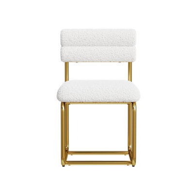 Set Of Two Teddy Fabric Dining Chairs, Circular Thick Cushioned Dining Chairs For Kitchen And Homein, Medieval Modern Minimalist Dining Chairs