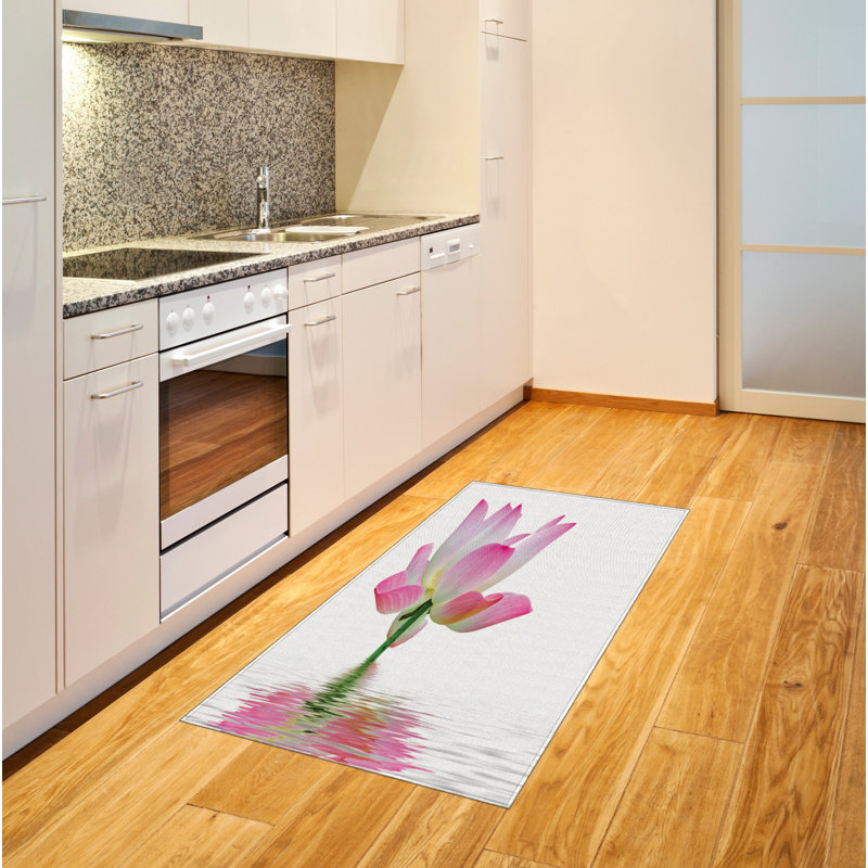 Pink and White High Density Long Fiber Poly Threads Decorative Area Rug Carpet, Rectangle 2'7" x 5'