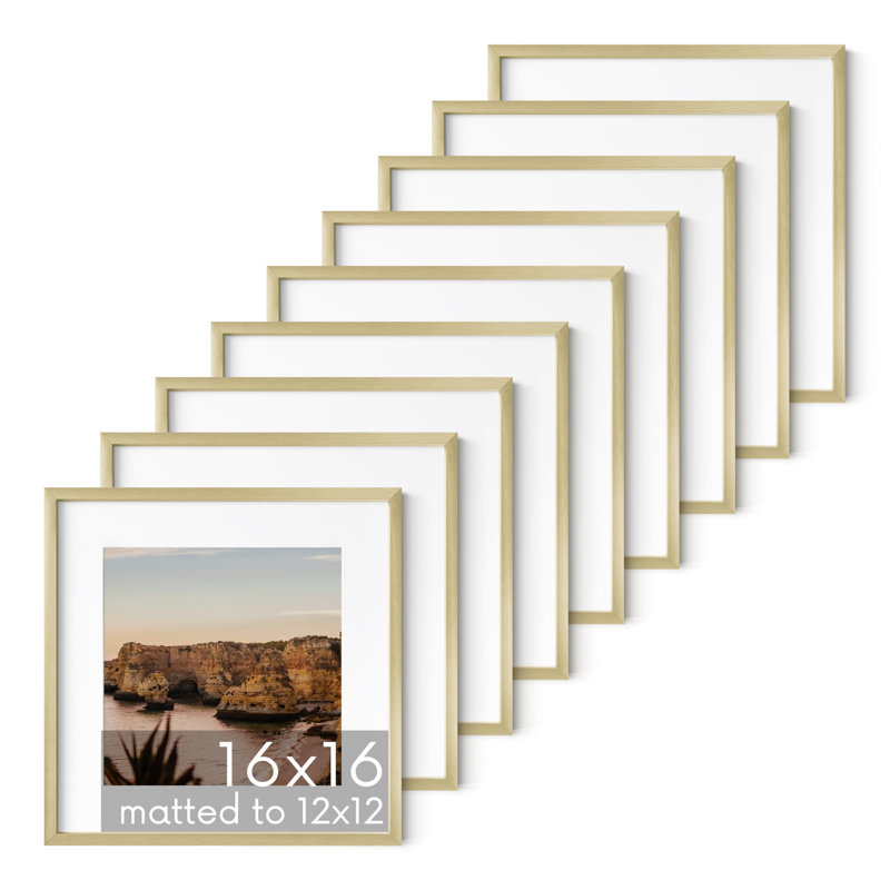 Cadre photo en bois, Doré, Métal métal, L 16 po x H 16 po