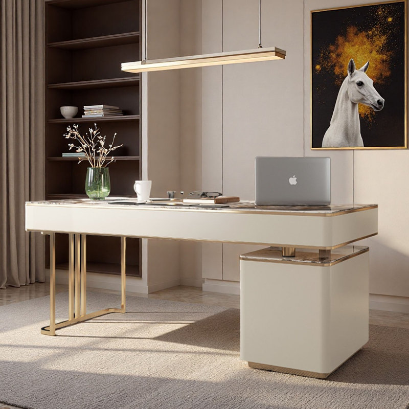 Bureau italien en ardoise minimaliste italien de luxe clair, H 30,3 po x l 70,9 po x P 27,6 po