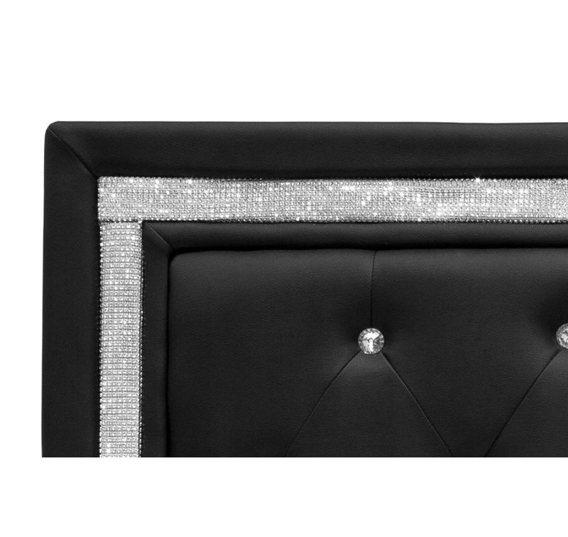 Tête de lit tapissier Depasquale, Noir, Double / Grand