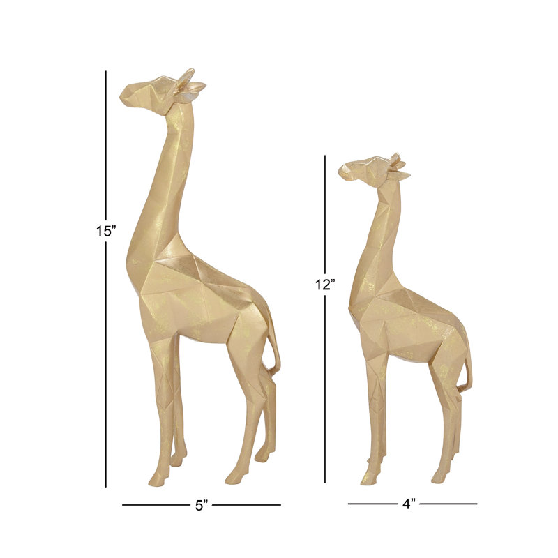 Ensemble de 2 sculptures girafes CosmoLiving par Cosmopolitan Gold Polystone, Doré