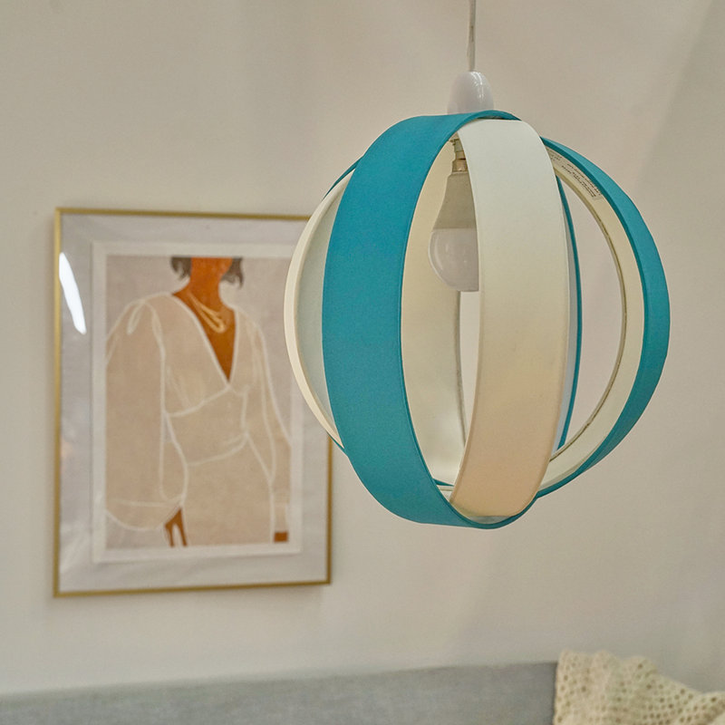 29cm H Cotton Novelty Pendant Shade ( Spider ), Teal/Cream