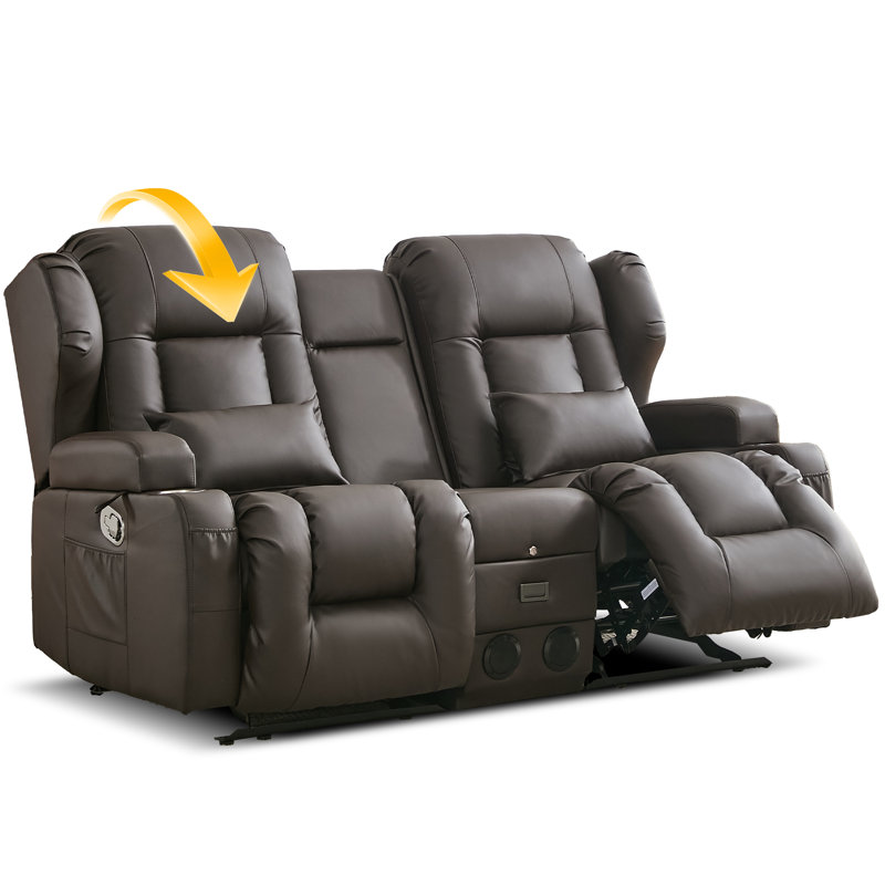 Loveseat Rocker Recliner Sofa, Dual Reclining Couches With Console, Manual Reclinable Double Seat 2 Person Recliner, Rv Movie Seating For Travel Trailers Living Room