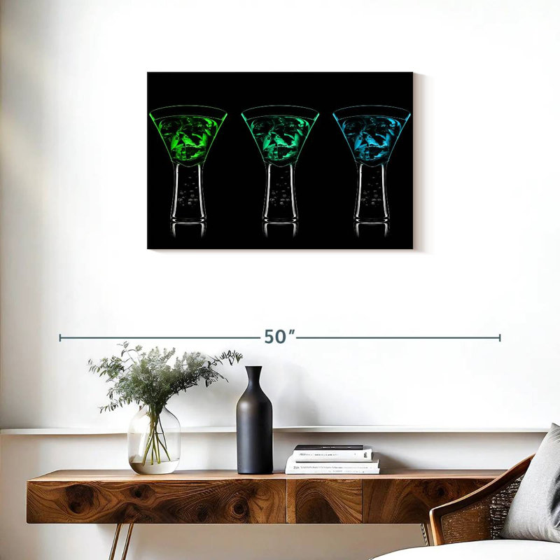 Yarlin bleu vert cocktails, H 20 po x l 30 po